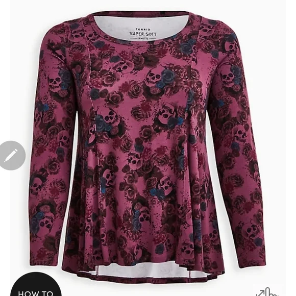 🆕️☠️SKULL / ROSES FIT AND FLARE TOP☠️ - Picture 6 of 6